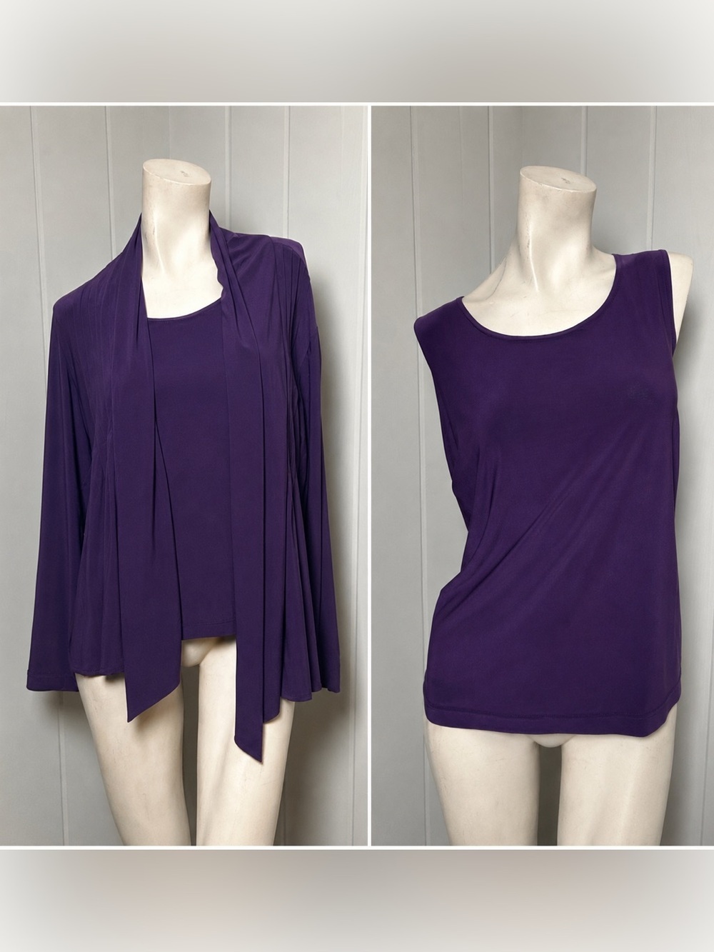 Coldwater Creek Purple Tank & Open Front Cardigan Set Size 1X 16W-18W plus size
